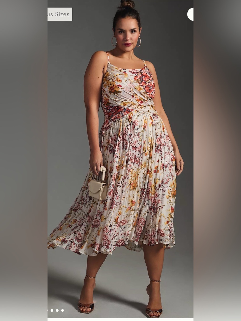 By Anthropologie Ruched Square-Neck Floral Midi Dress Women’s Size 10